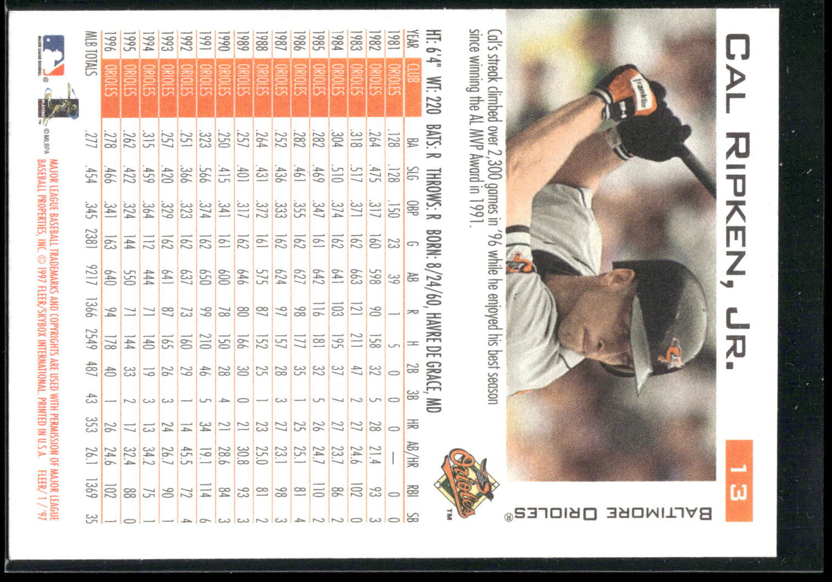 1997 Fleer #13 Cal Ripken, Jr.