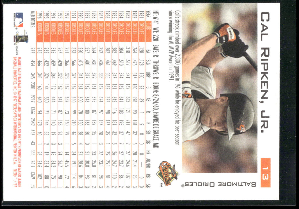 1997 Fleer #13 Cal Ripken, Jr.