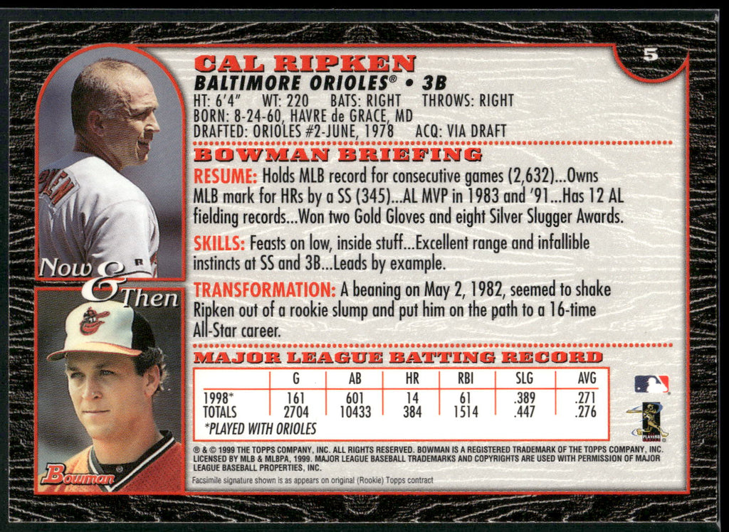 1999 Bowman #5 Cal Ripken