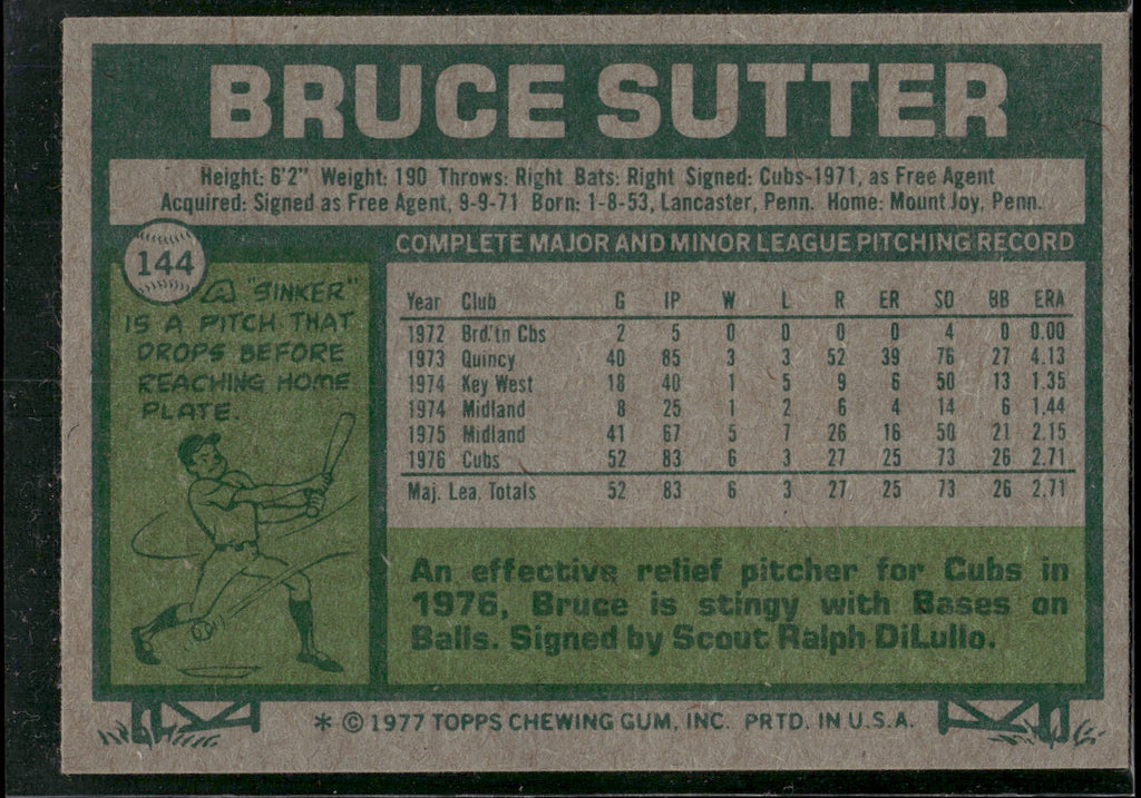 1977 Topps #144 Bruce Sutter