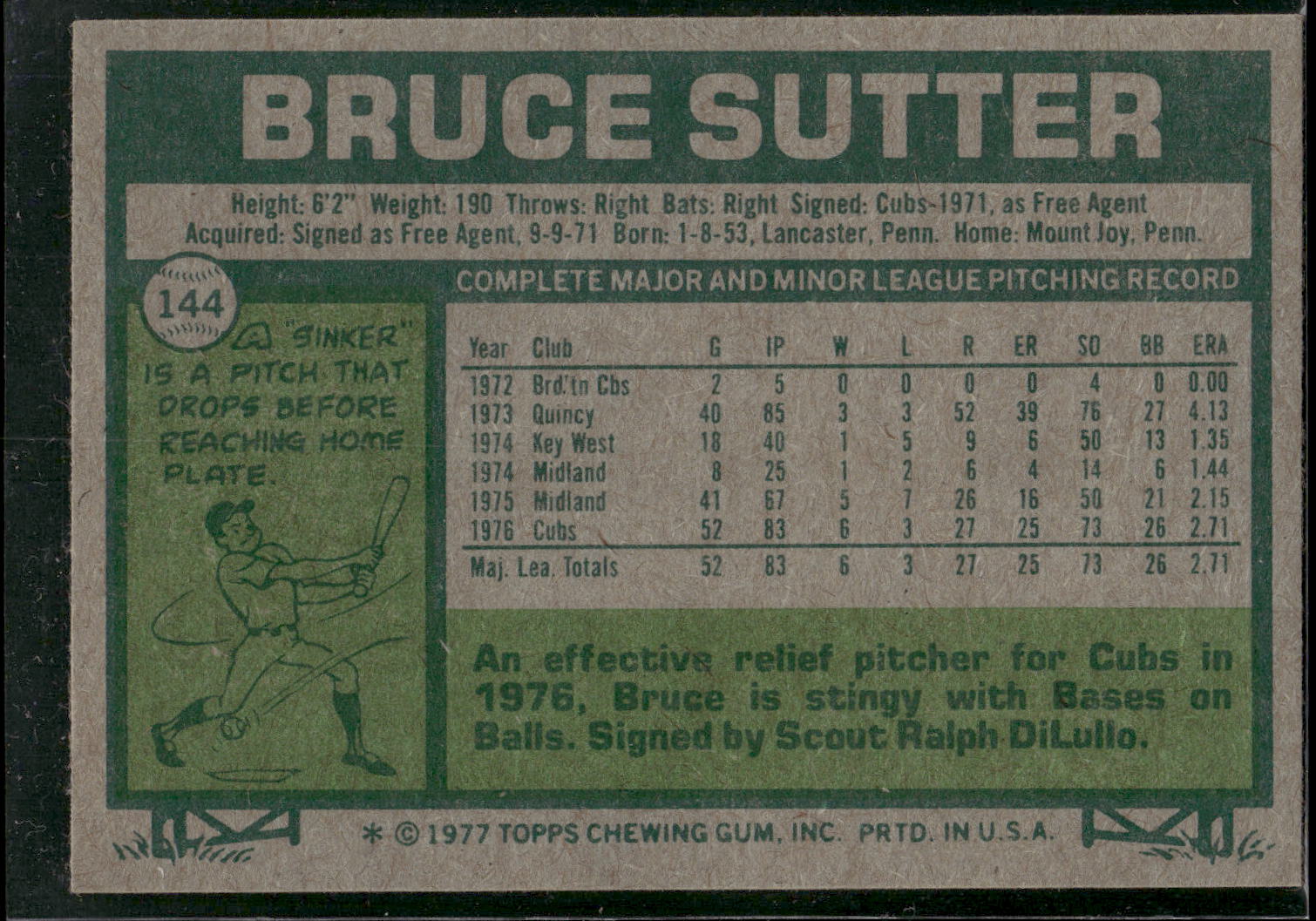 1977 Topps #144 Bruce Sutter