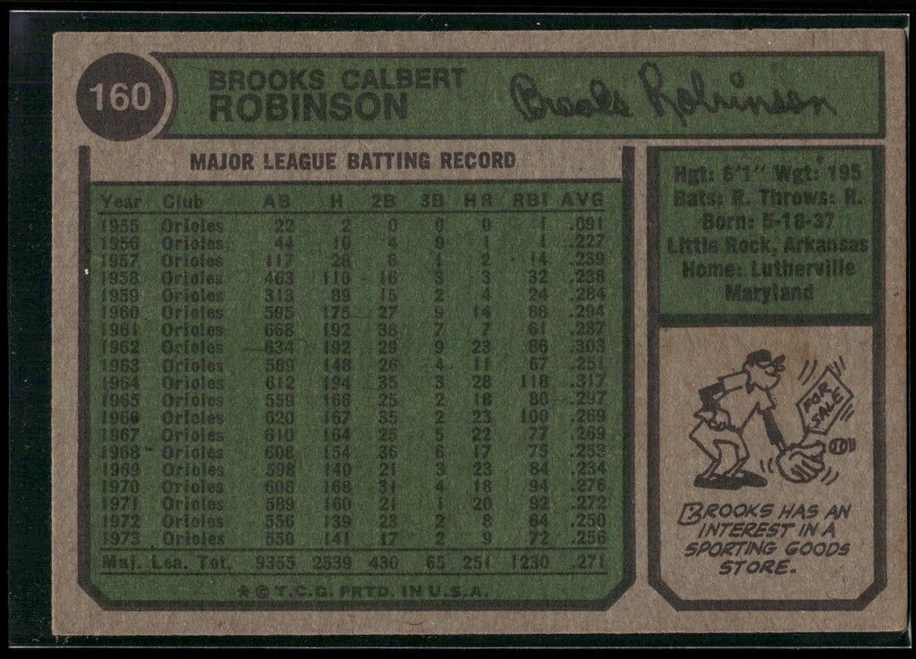 1974 Topps #160 Brooks Robinson