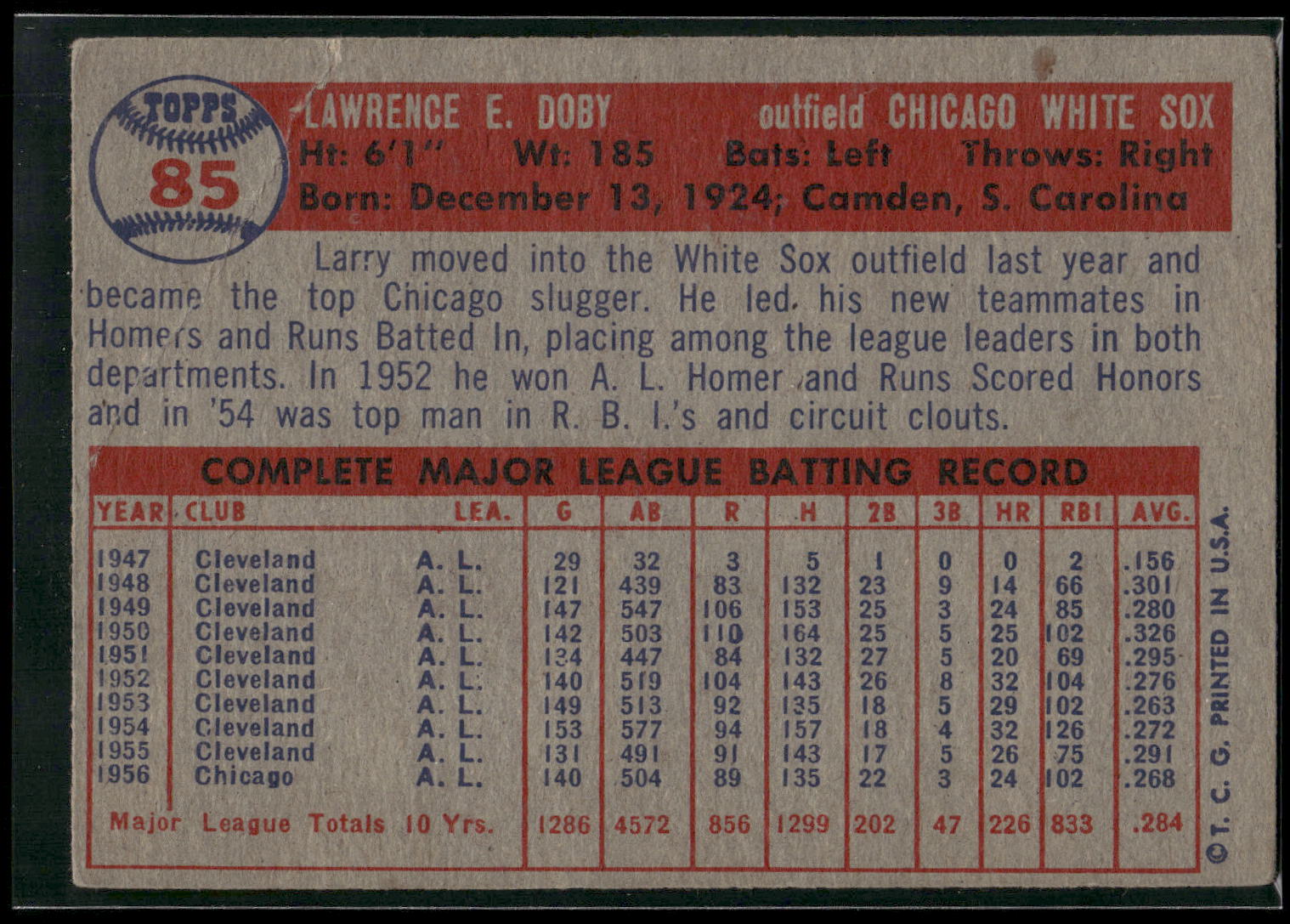 1957 Topps #85 Larry Doby