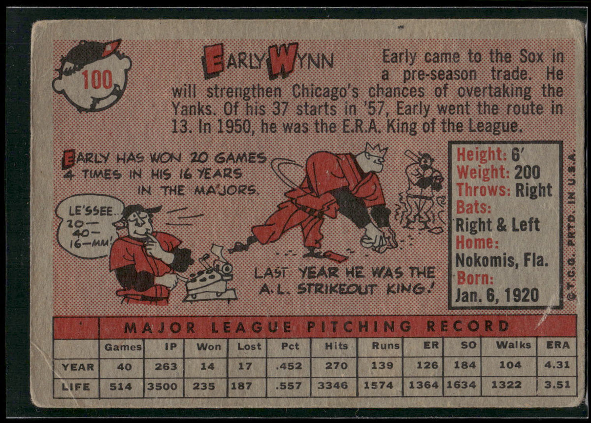 1958 Topps #100a Early Wynn