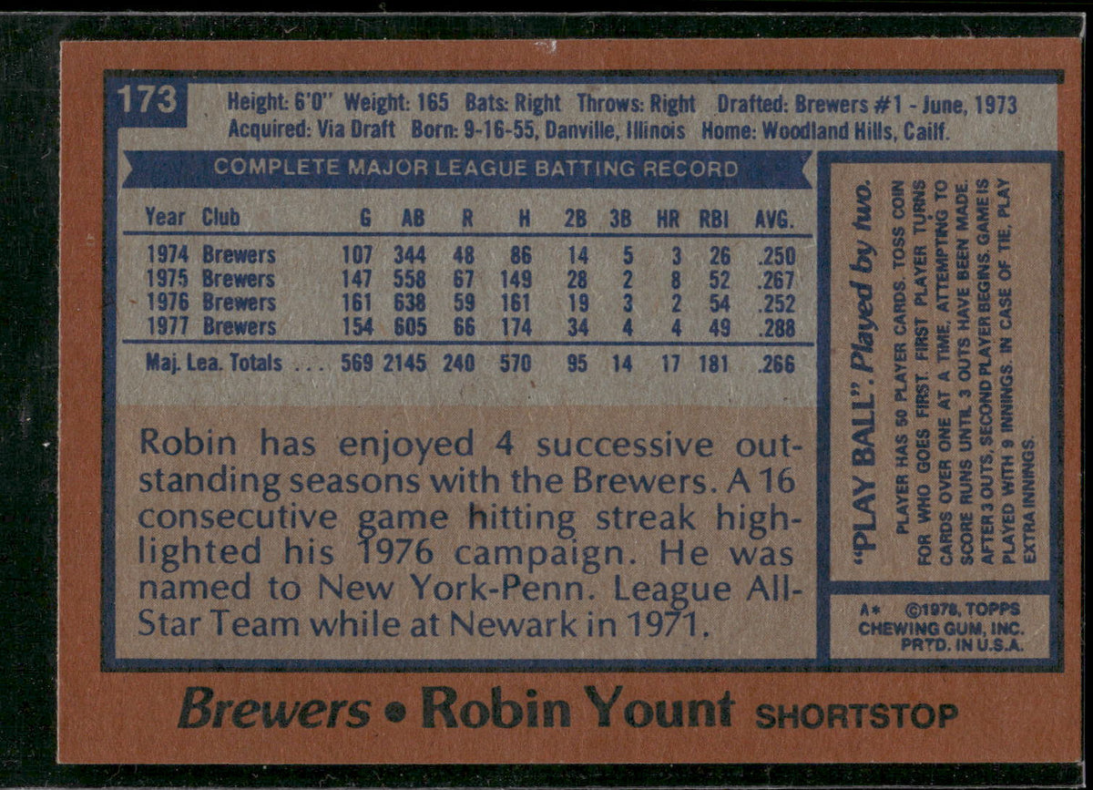 1978 Topps #173 Robin Yount