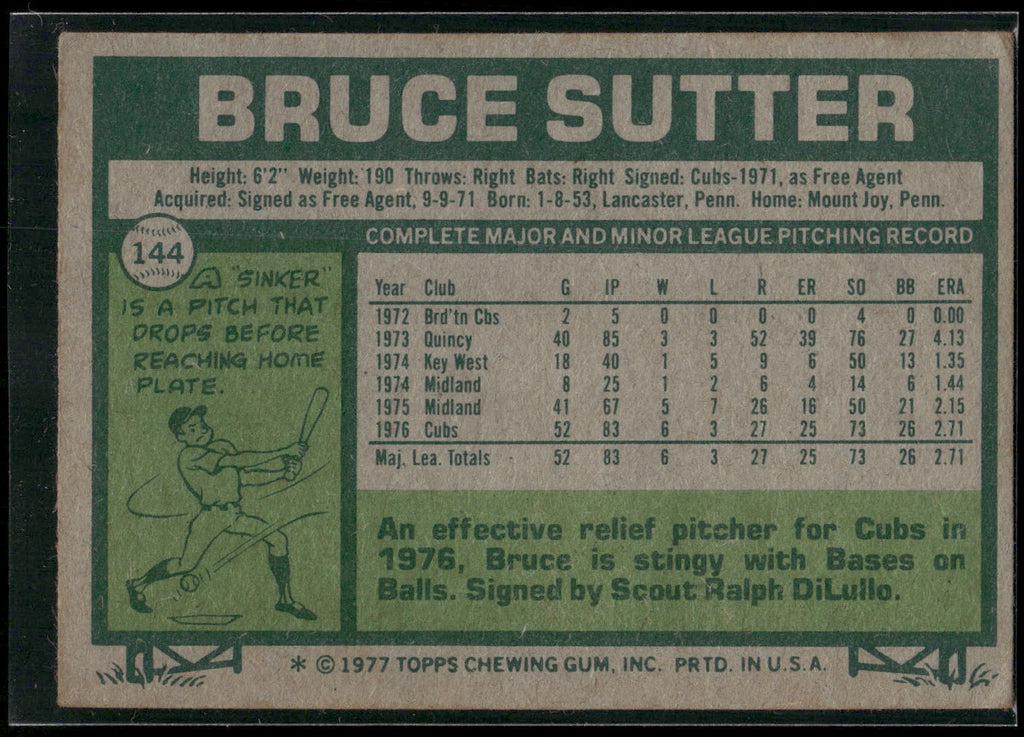 1977 Topps #144 Bruce Sutter