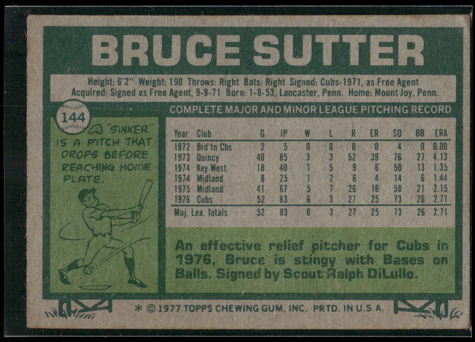 1977 Topps #144 Bruce Sutter