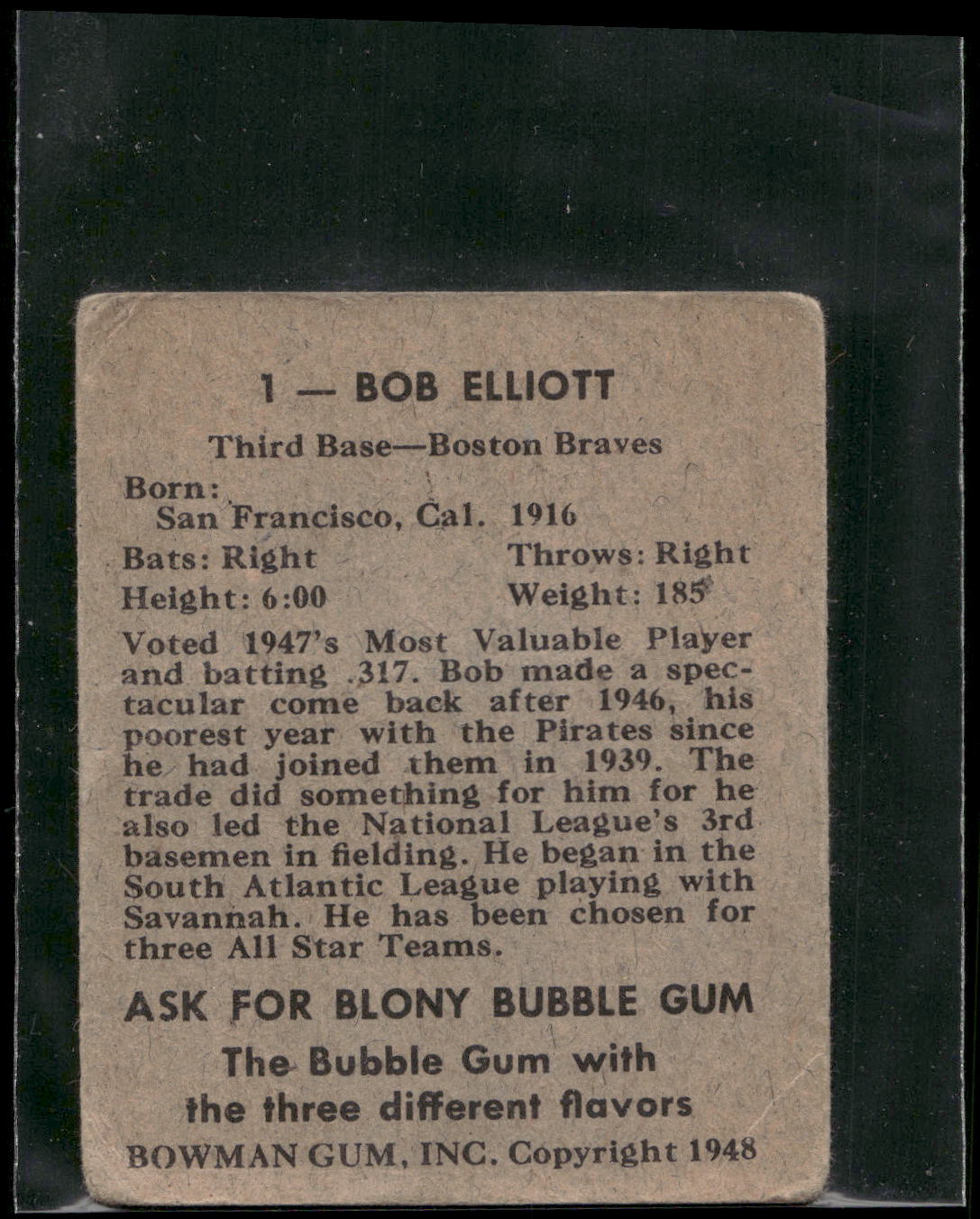 1948 Bowman #1 Bob Elliott
