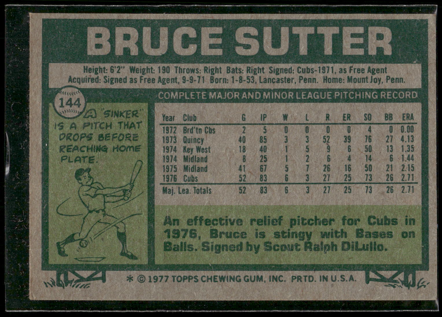 1977 Topps #144 Bruce Sutter