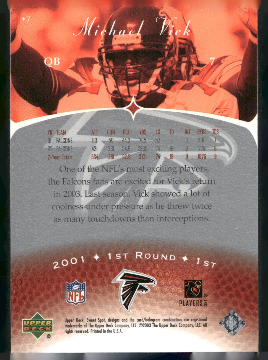 2003 Upper Deck Sweet Spot #7 Michael Vick