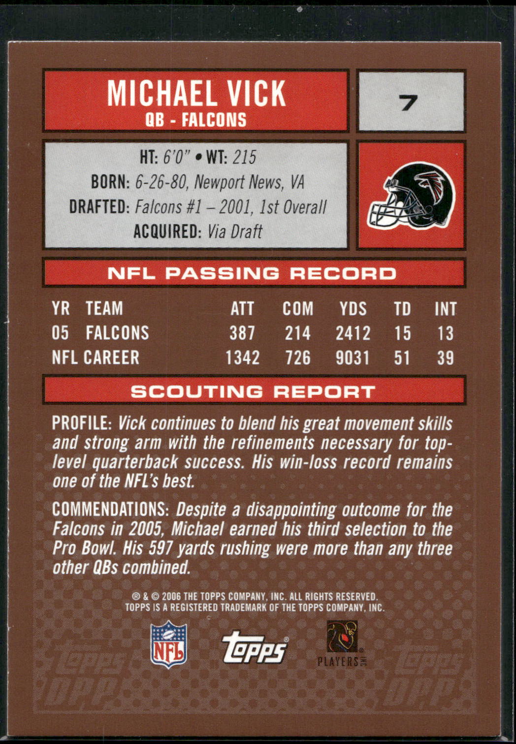 2006 Topps Draft Picks & Prospects #7 Michael Vick