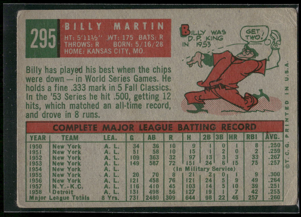 1959 Topps #295 Billy Martin