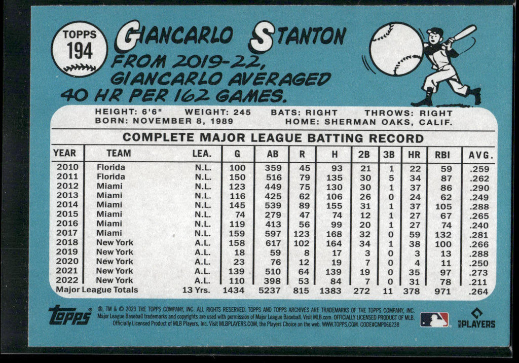 2023 Topps Archives #194 Giancarlo Stanton