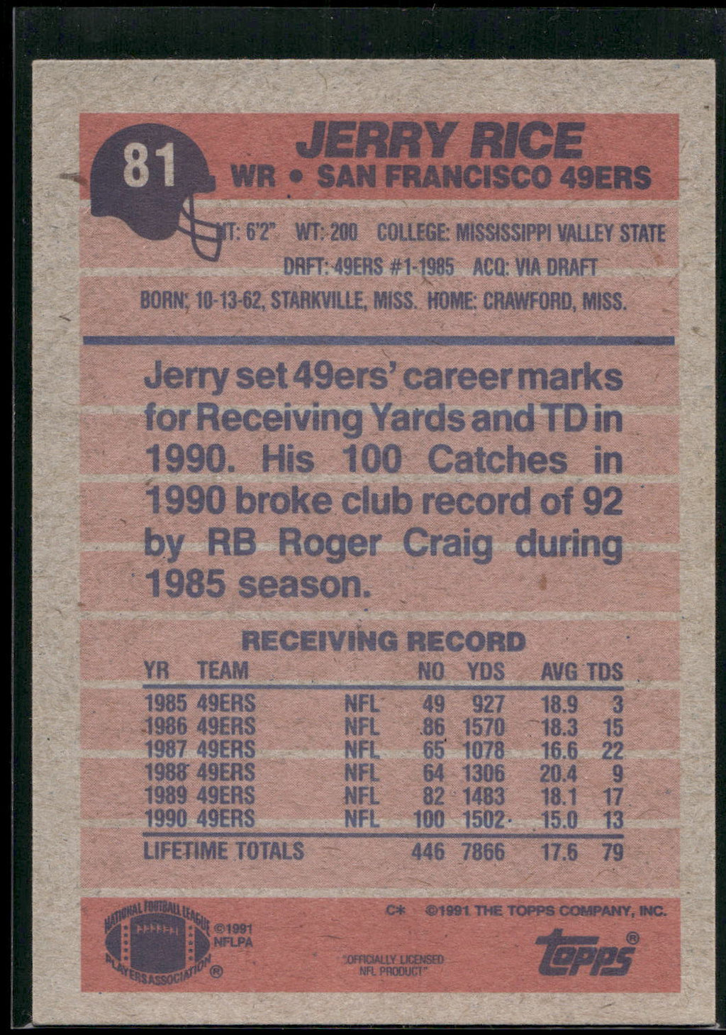 1991 Topps #81 Jerry Rice