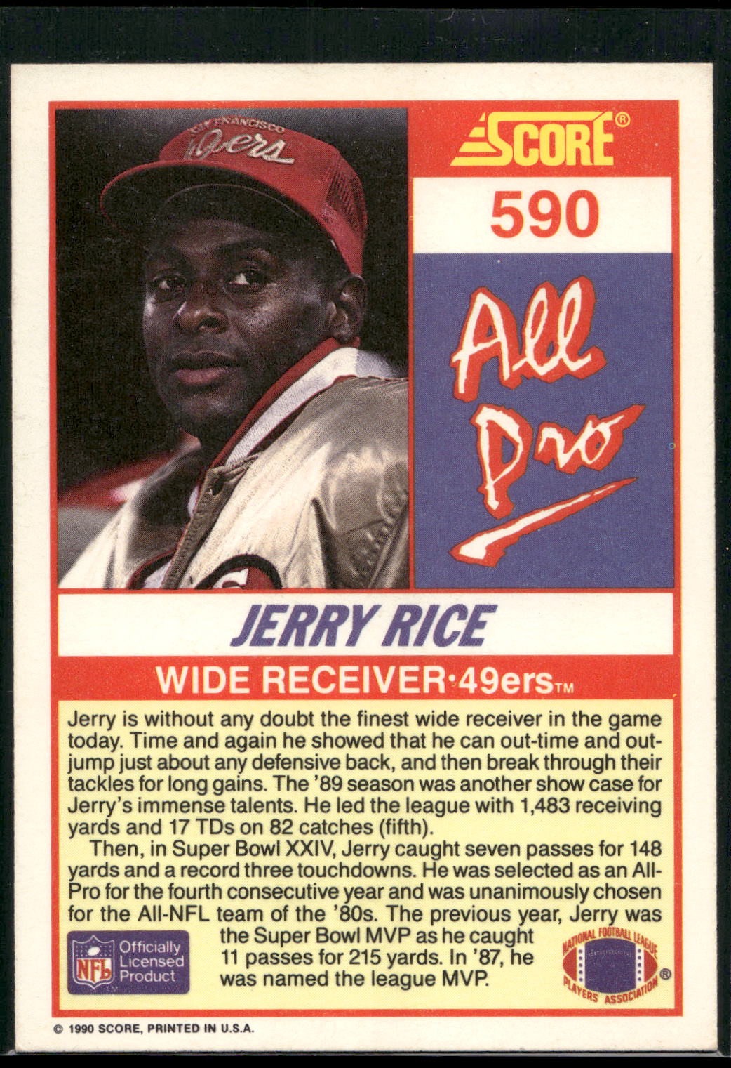 1990 Score #590 Jerry Rice
