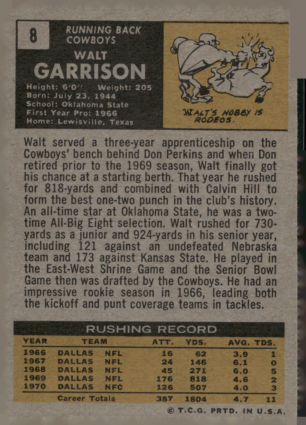 1971 Topps #8 Walt Garrison