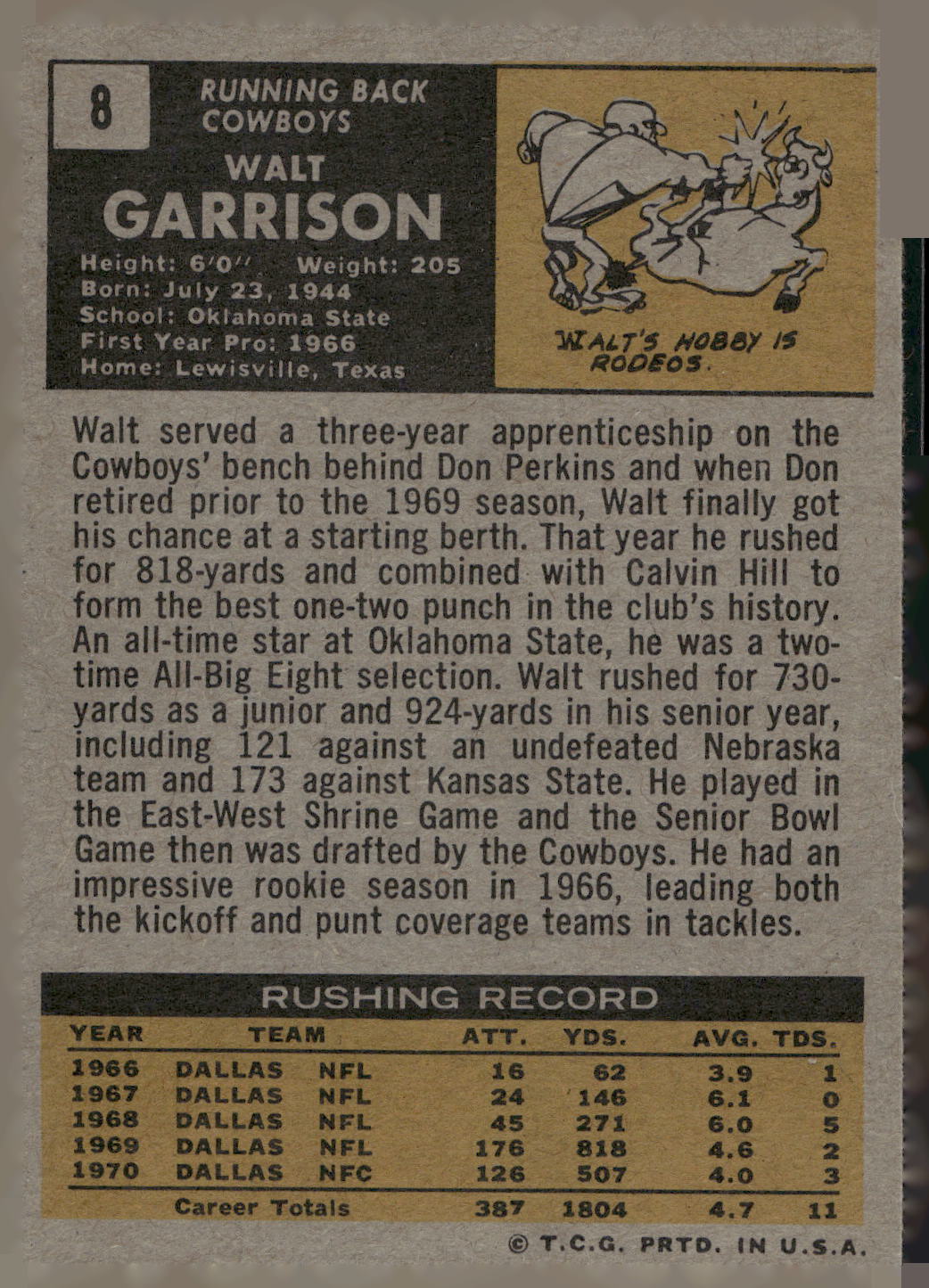1971 Topps #8 Walt Garrison