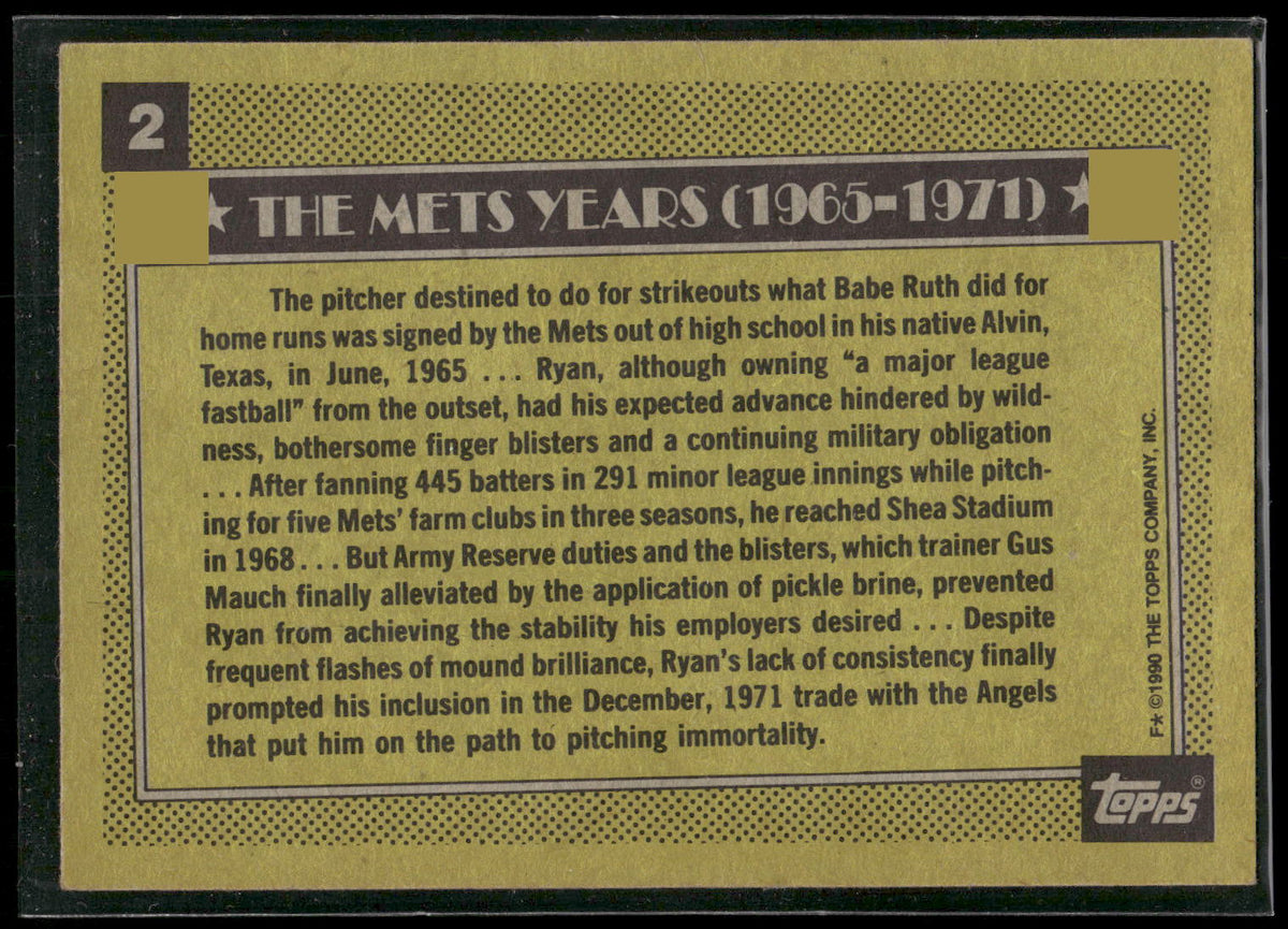 1990 Topps #2 Nolan Ryan