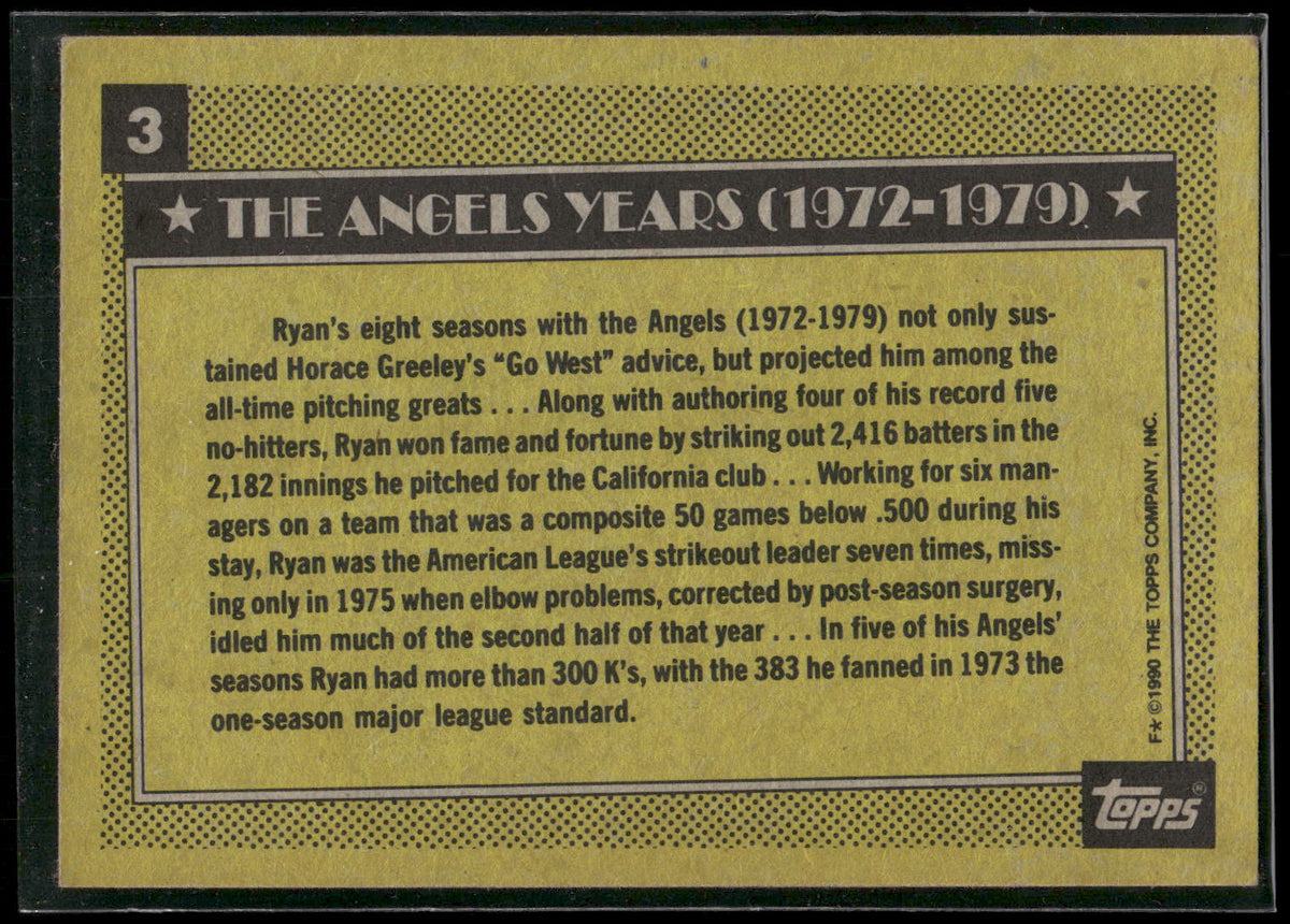 1990 Topps #3 Nolan Ryan
