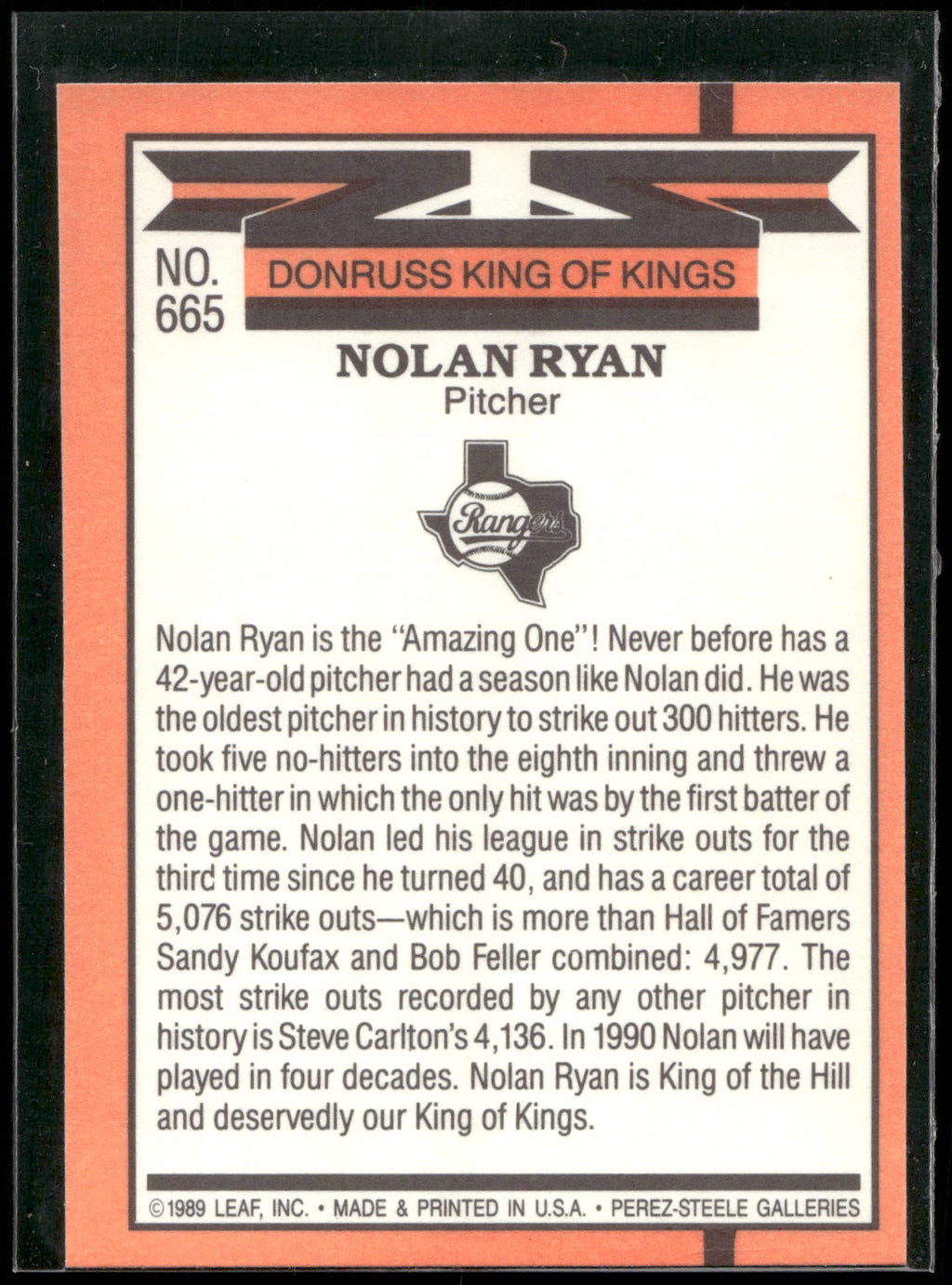 1990 Donruss #665 Nolan Ryan