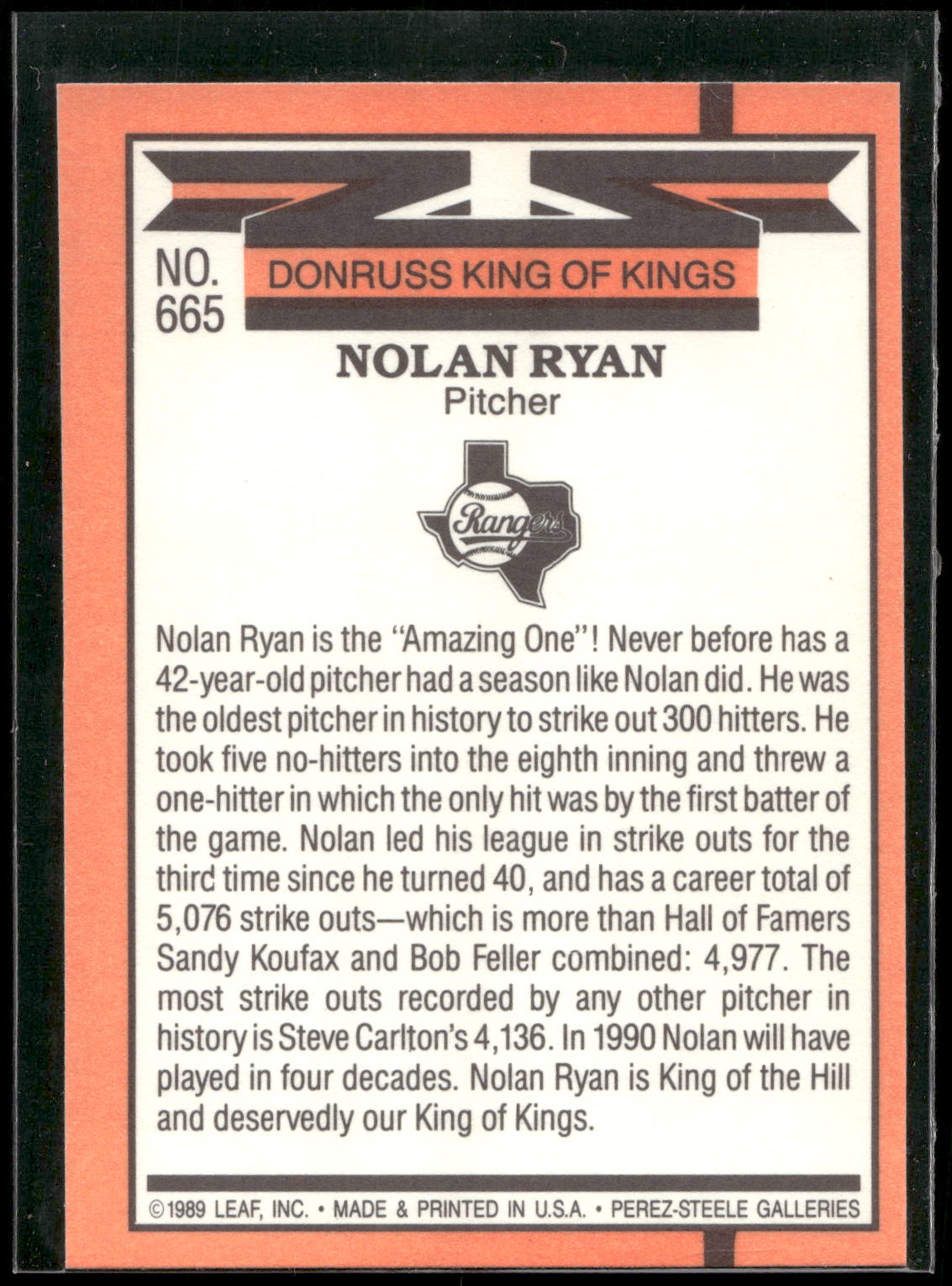 1990 Donruss #665 Nolan Ryan