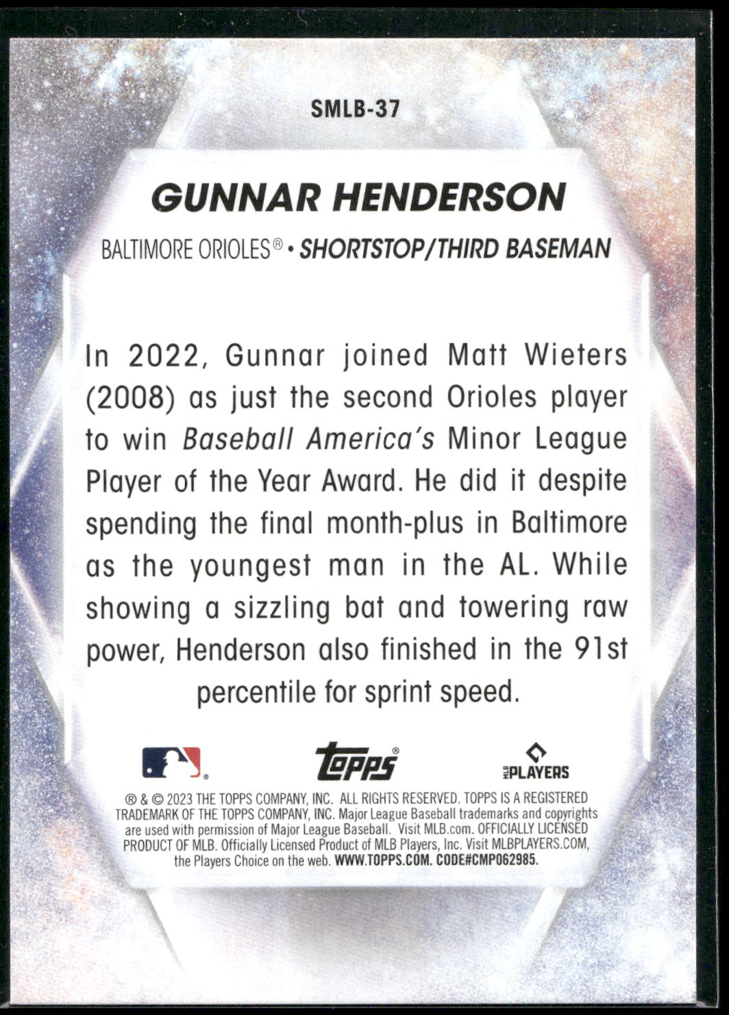 2023 Topps #SMLB-37 Gunnar Henderson Stars of MLB