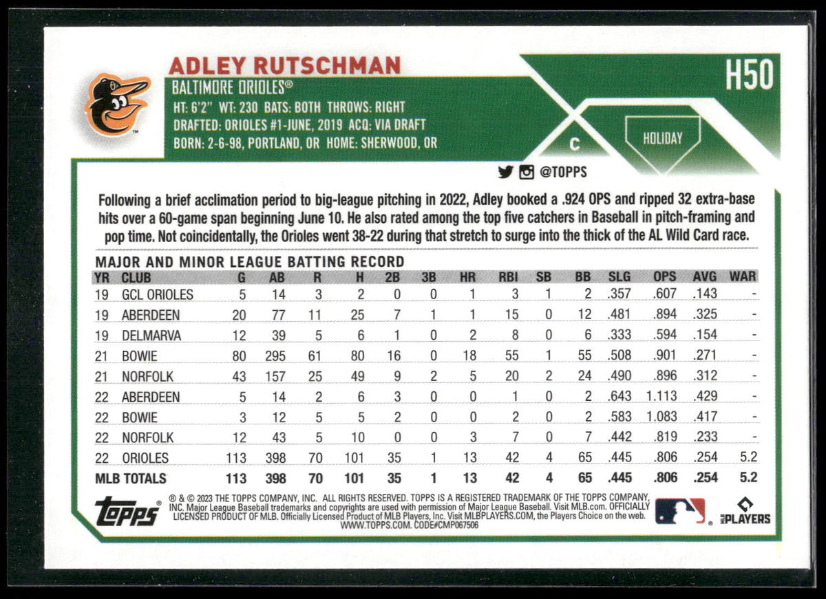 2023 Topps Holiday #H50 Adley Rutschman