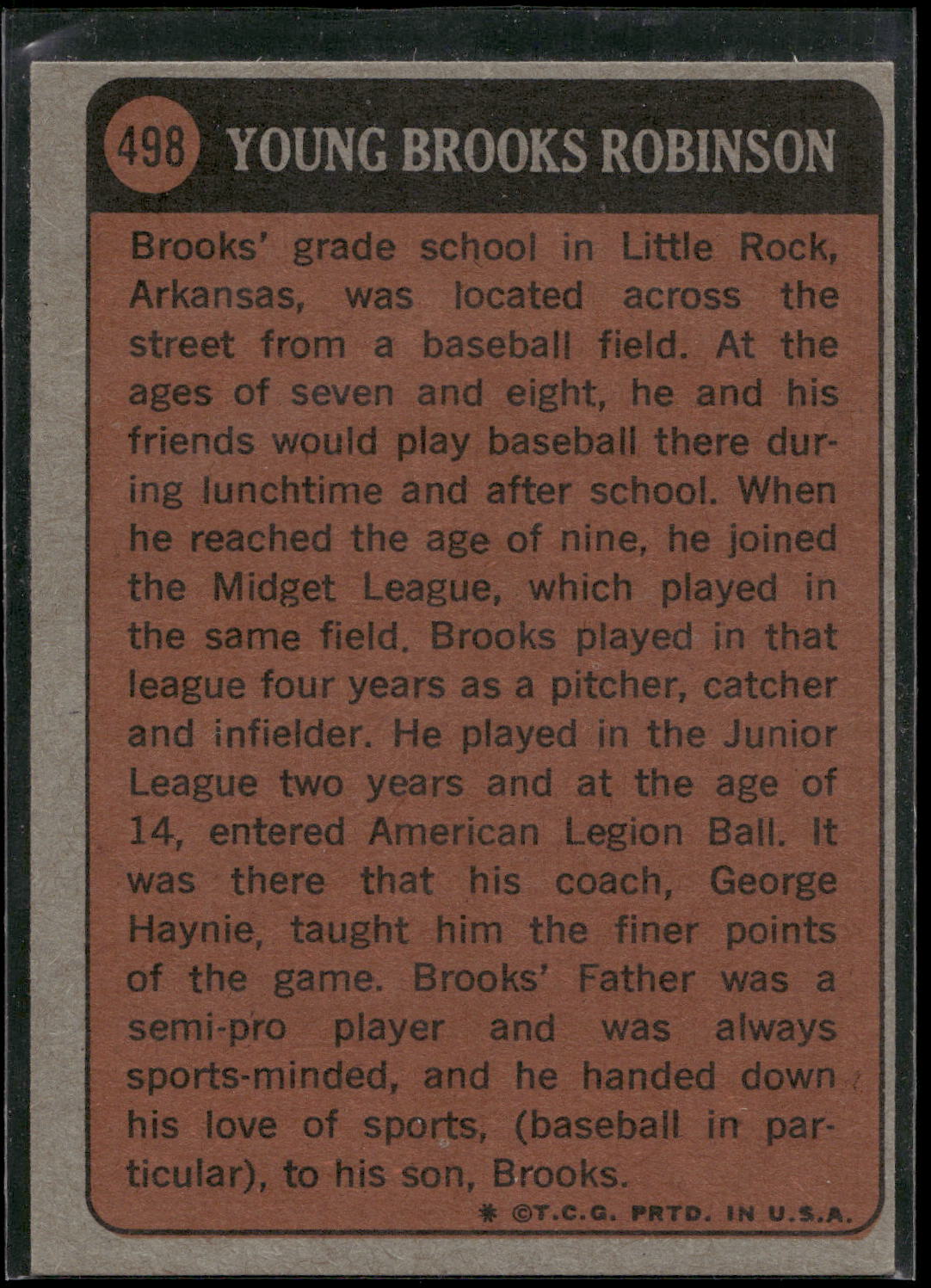 1972 Topps #498 Brooks Robinson