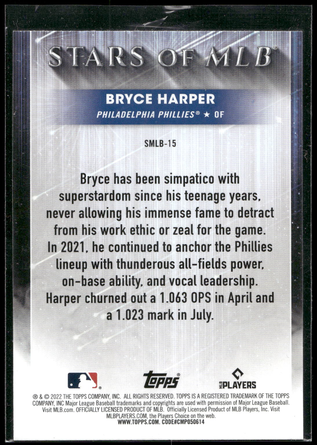 2022 Topps #SMLB-15 Bryce Harper Stars of MLB