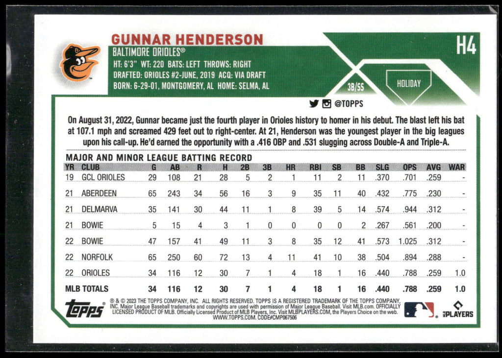 2023 Topps Holiday #H4 Gunnar Henderson