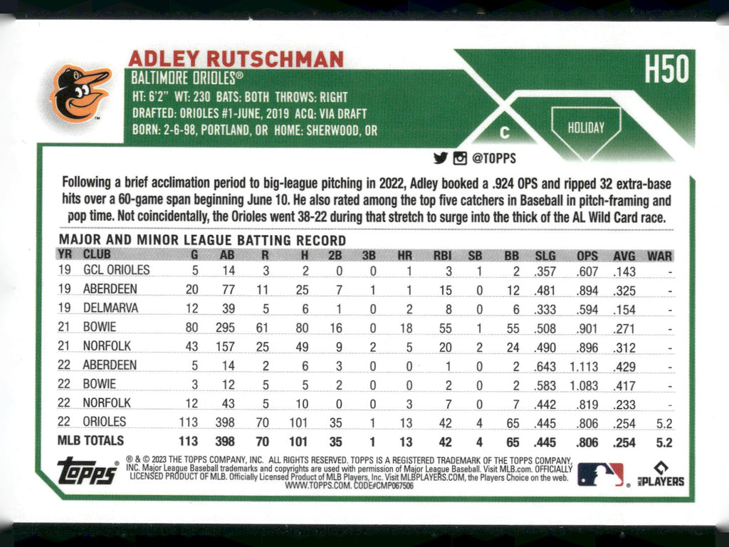 2023 Topps Holiday #H50 Adley Rutschman