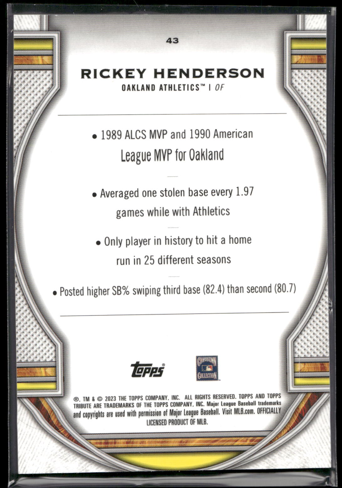 2023 Topps Tribute #43 Rickey Henderson