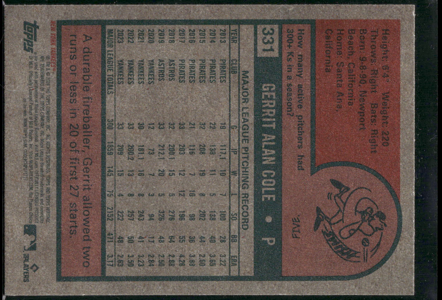 2024 Topps Heritage #331 Gerrit Cole