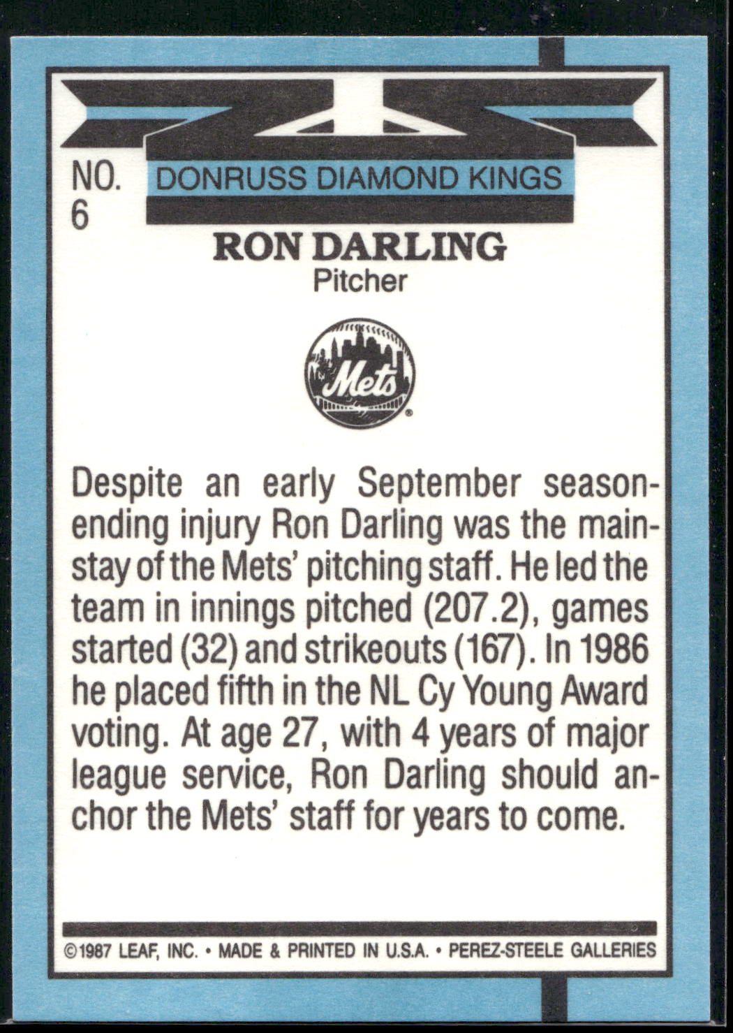1988 Donruss #6 Ron Darling