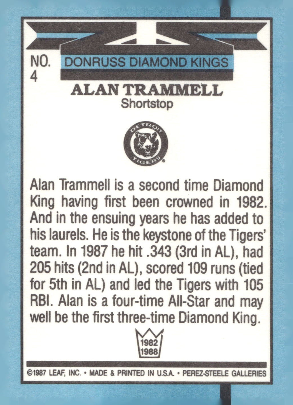 1988 Donruss #4 Alan Trammell
