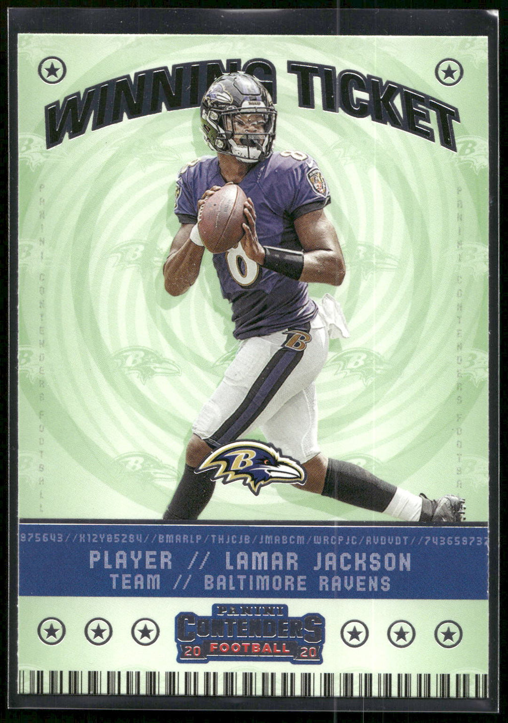 2020 Panini Contenders #WT4 Lamar Jackson Winning Ticket