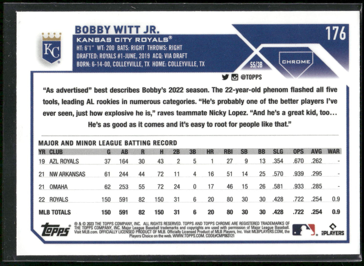 2023 Topps Chrome #176 Bobby Witt Jr.