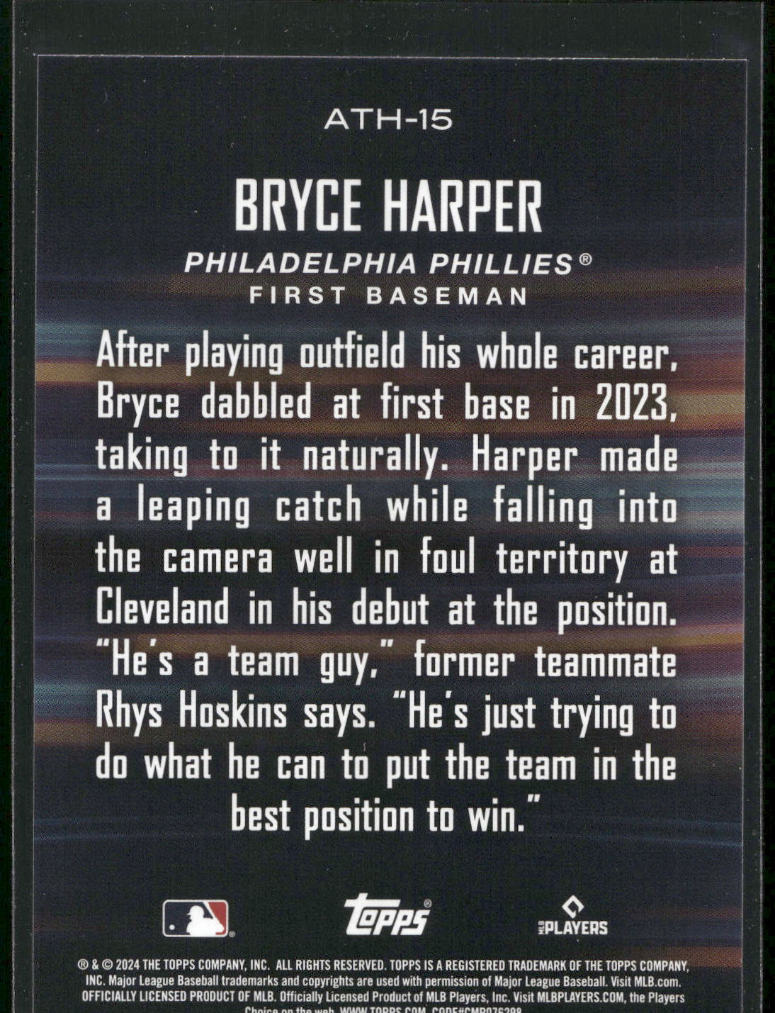 2024 Topps #ATH-15 Bryce Harper Around the Horn Blue
