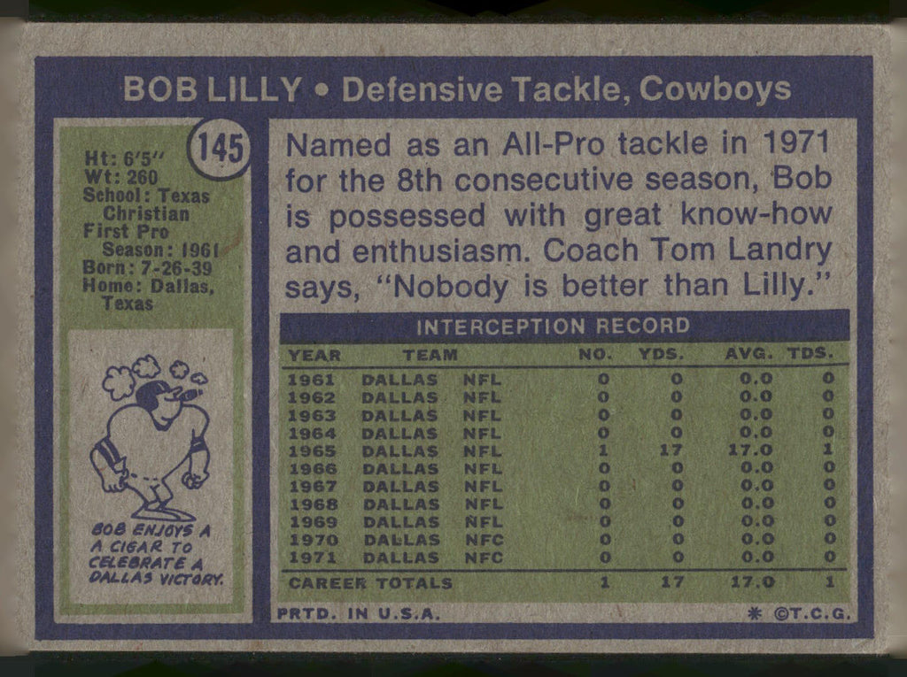 1972 Topps #145 Bob Lilly