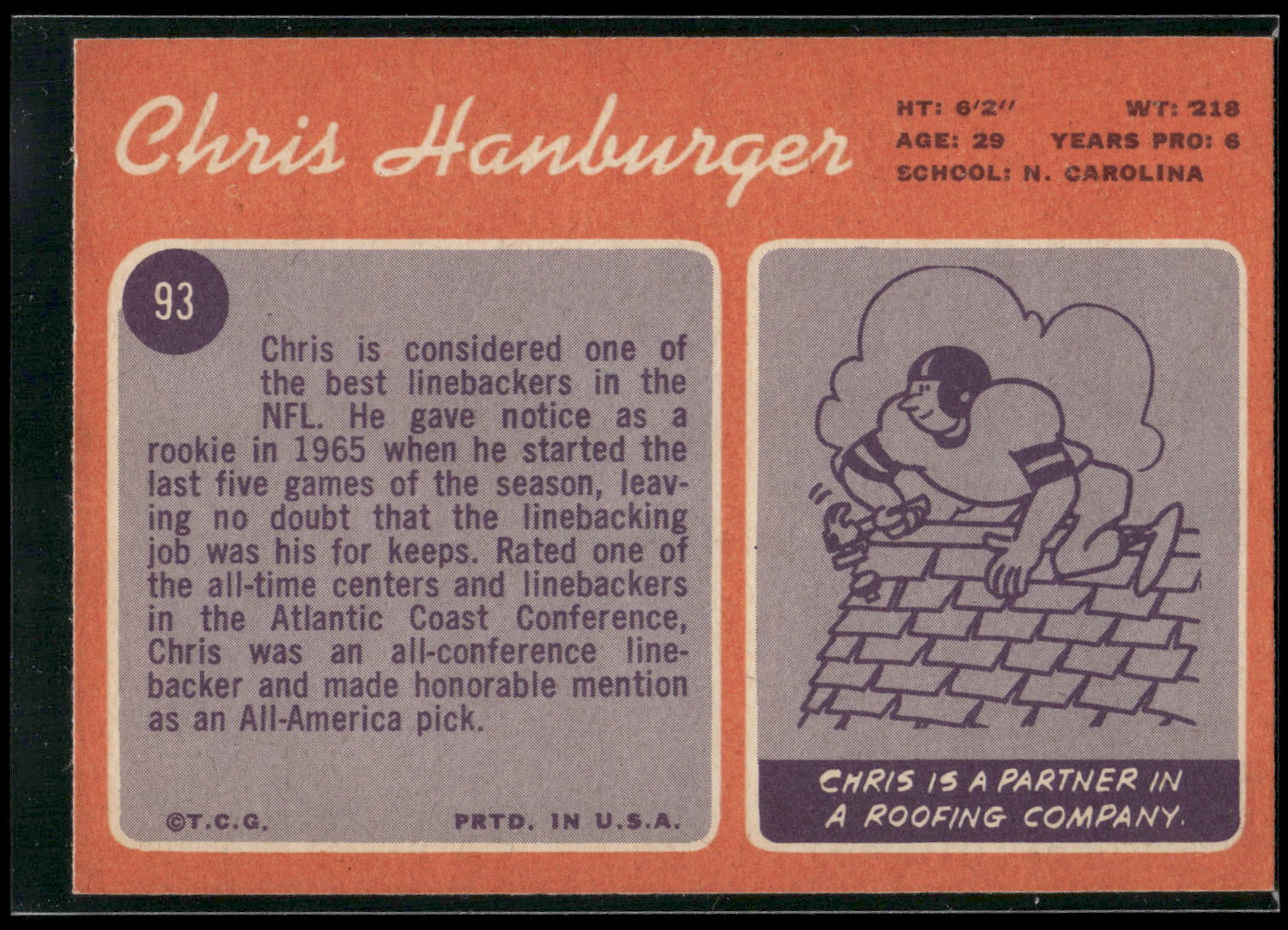 1970 Topps #93 Chris Hanburger