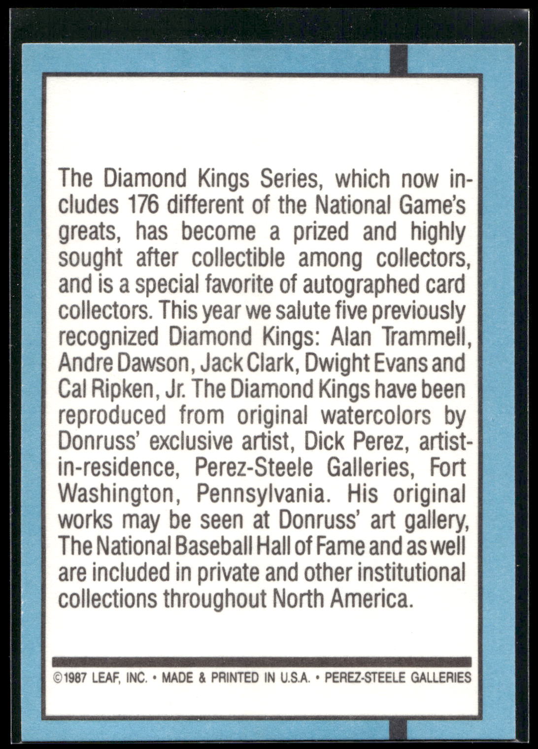 1988 Donruss #27 Diamond Kings Checklist 1-26