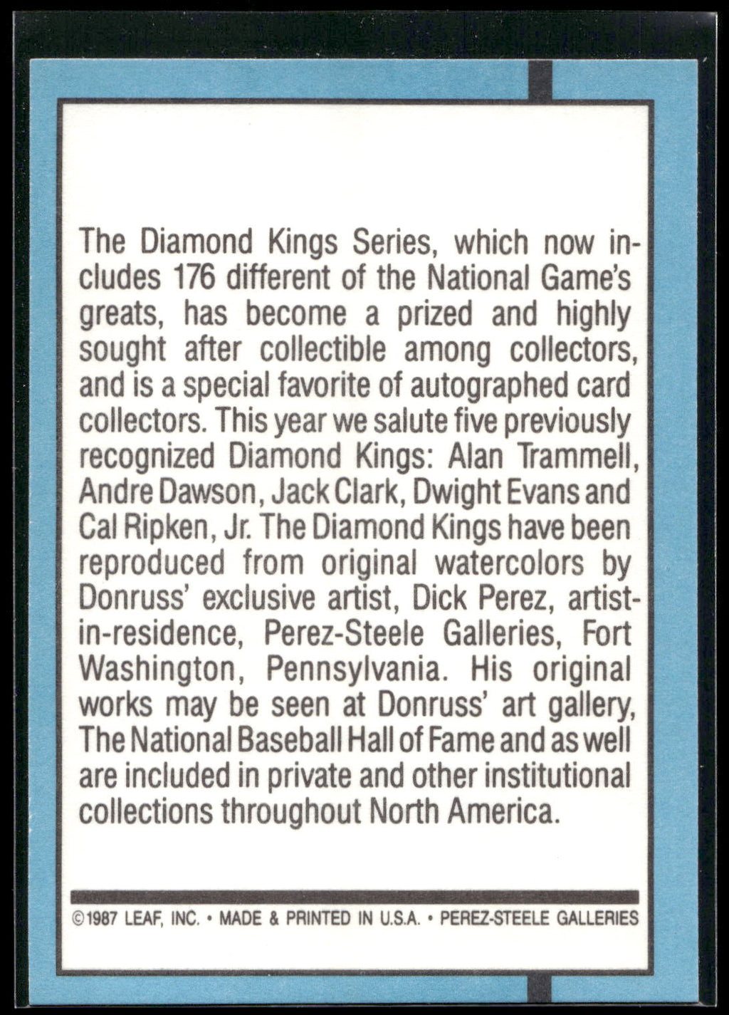 1988 Donruss #27 Diamond Kings Checklist 1-26