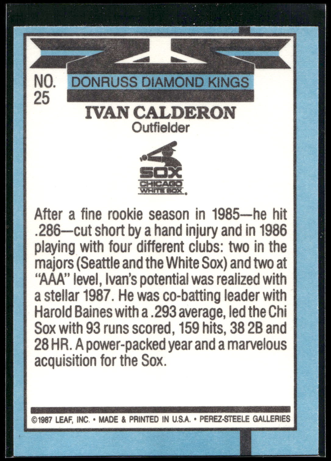 1988 Donruss #25 Ivan Calderon