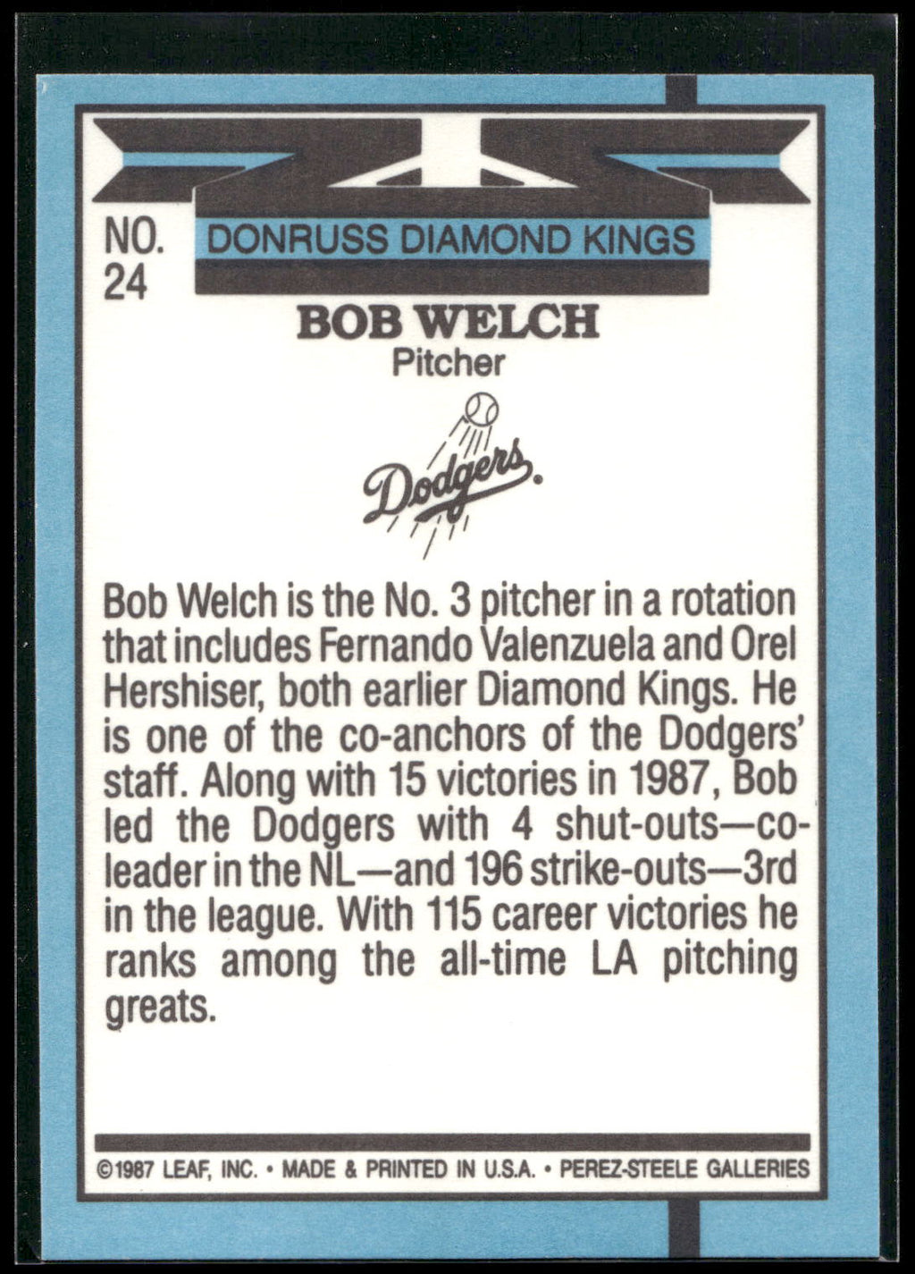 1988 Donruss #24 Bob Welch