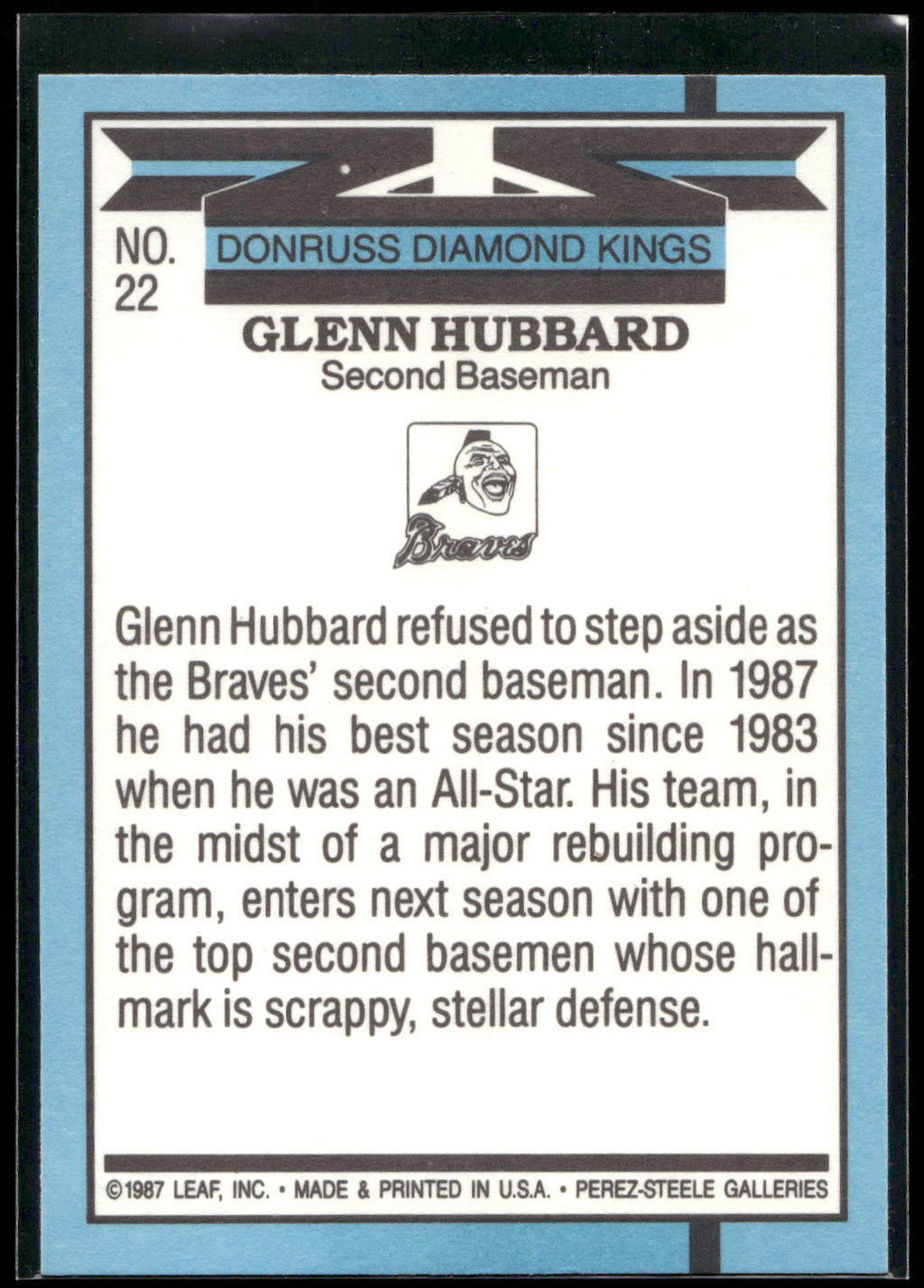 1988 Donruss #22 Glenn Hubbard