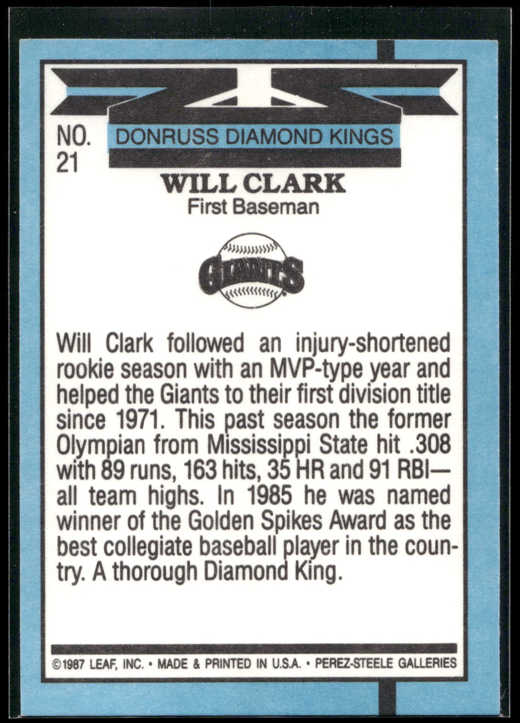 1988 Donruss #21 Will Clark
