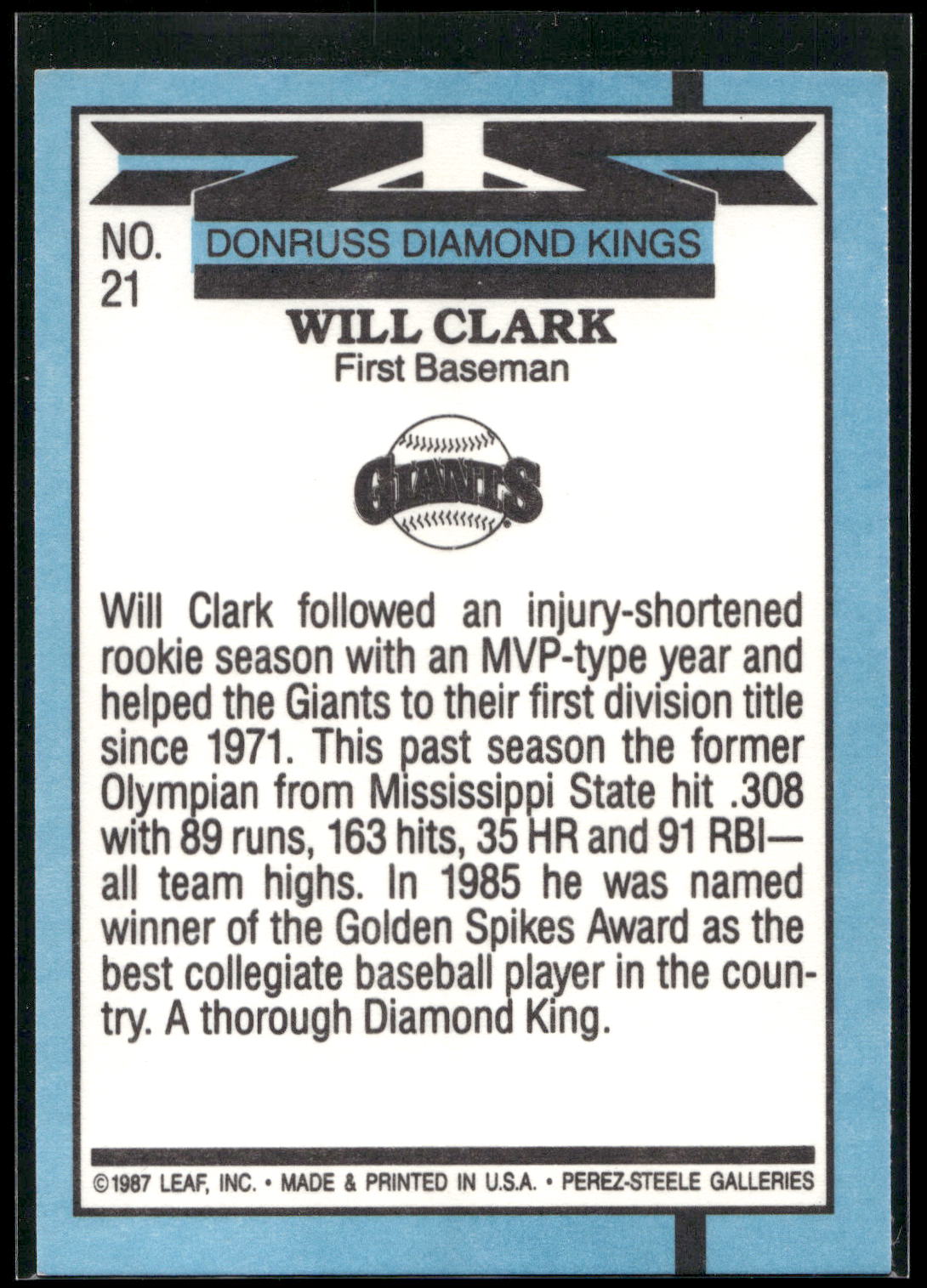 1988 Donruss #21 Will Clark