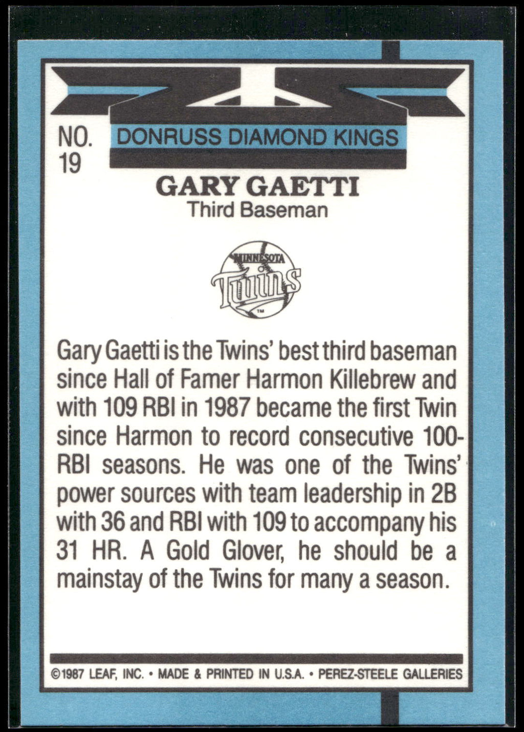 1988 Donruss #19 Gary Gaetti