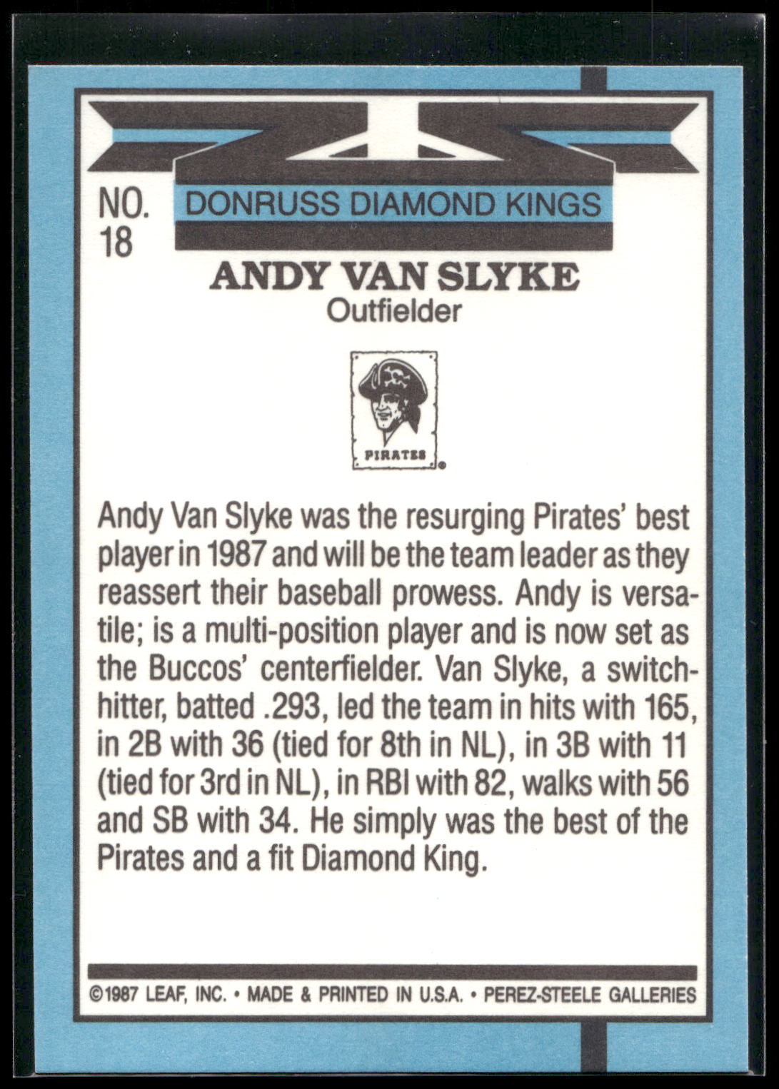 1988 Donruss #18 Andy Van Slyke
