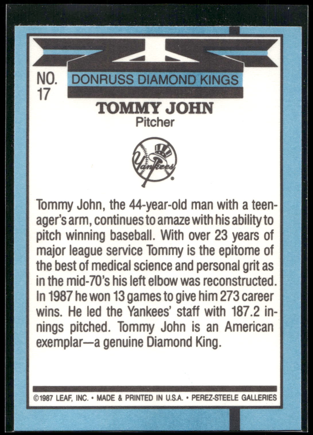 1988 Donruss #17 Tommy John